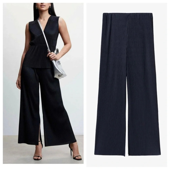 New! MNG eleni plisse trousers pants nwt 30265 - Picture 1 of 14